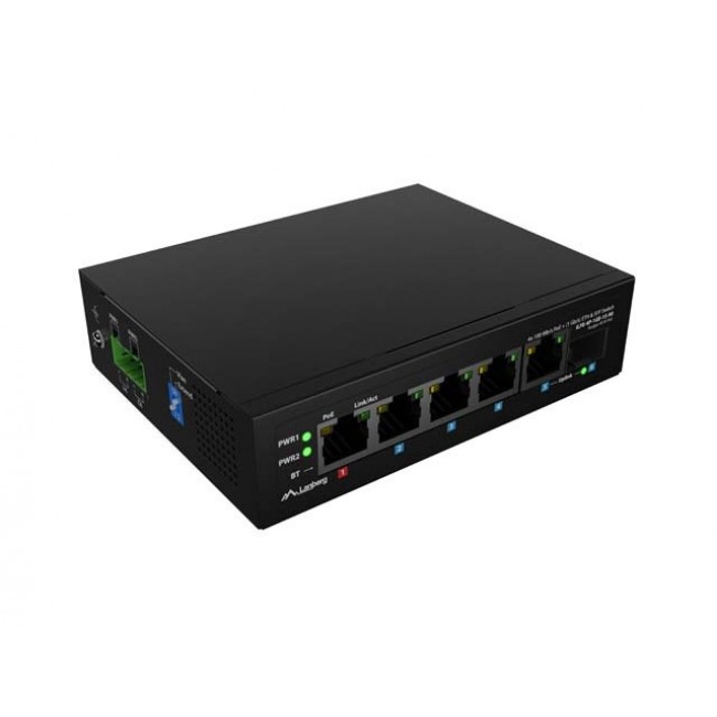 Lanberg ILFE-4P-1GE-1S-90 network switch Unmanaged Fast Ethernet (10/100) Power over Ethernet (PoE) 1U Black