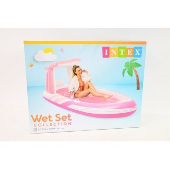 Inflatable swimming mattress with canopy pink 57804EU 28802