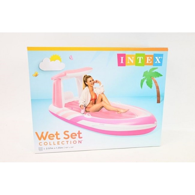 Inflatable swimming mattress with canopy pink 57804EU 28802
