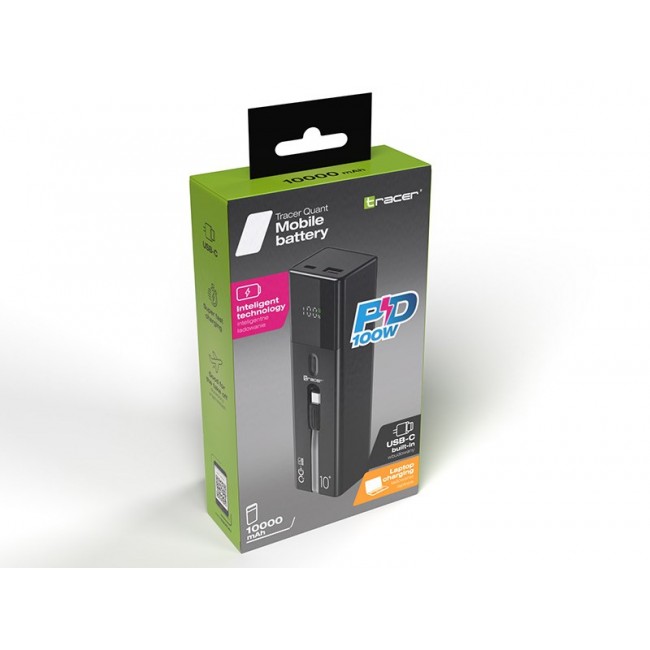 Tracer Quant 10000mAh 100W PD+QC, Black Tracer Quant 10000mAh 100W PD+QC, Black