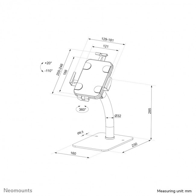 Tablet holder countertop NEOMOUNTS DS15-625BL1