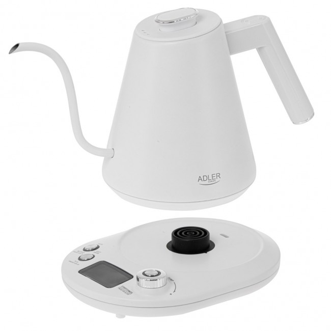 Electric kettle ADLER AD 1349w with long spout 1.0L White Electric kettle ADLER AD 1349w with long spout 1.0L White