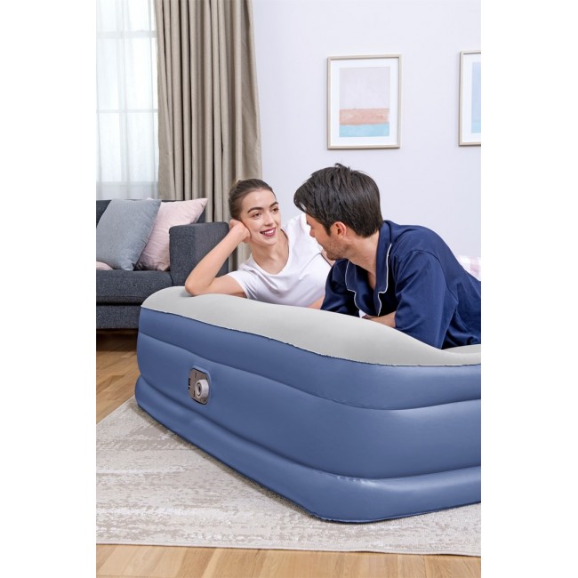 Bestway Tritech Air Mattress Queen with Built-in AC Pump and Antimicrobial Coating 2.03 m x 1.52 m x 46 cm