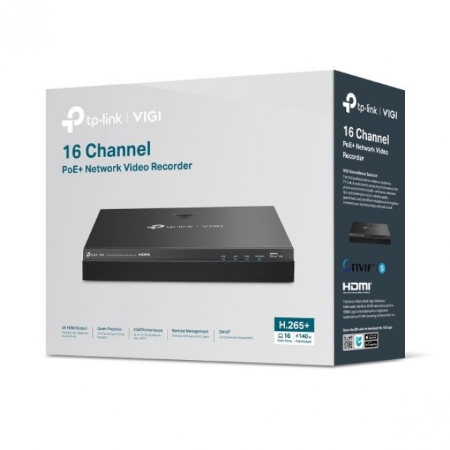 TP-Link VIGI NVR2016H-16MP network video recorder Black TP-Link VIGI NVR2016H-16MP network video recorder Black