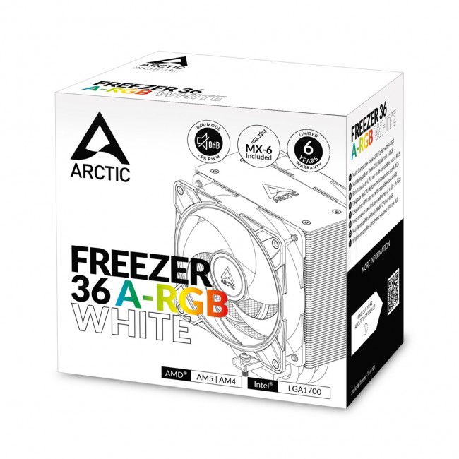 ARCTIC Freezer 36 A-RGB (White) Multi Compatible Tower CPU Cooler with A-RGB ARCTIC Freezer 36 A-RGB (White) Multi Compatible Tower CPU Cooler with A-RGB