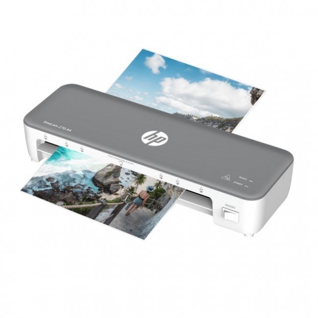 HP OneLam 270 laminator, A4, Hot, 5 pouches: A4/80 mic, grey HP OneLam 270 laminator, A4, Hot, 5 pouches: A4/80 mic, grey