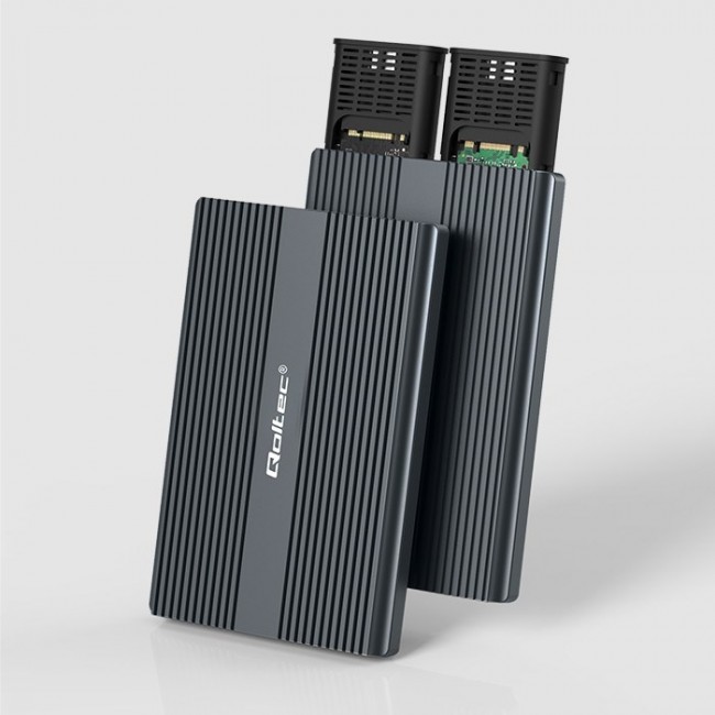 Qoltec Enclosure | M.2 SSD tray | SATA | NVMe | USB-C | DUAL 2 x 2TB