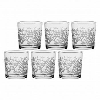 LA PORCELLANA BIANCA BABILA Set of 6 glasses with thick bottom coral reef 350 ml