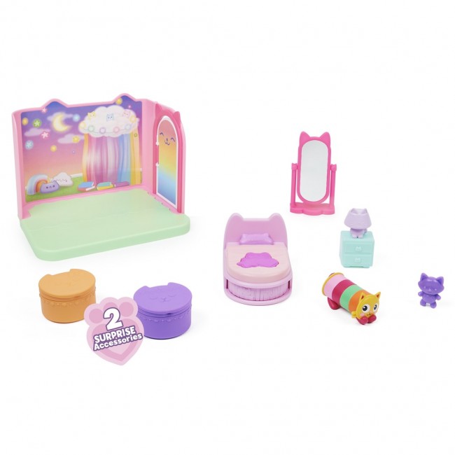 Gabby's Dollhouse , Sweet Dreams Bedroom with Pillow Cat Figure and 3 Accessories, 3 Furniture and 2 Deliveries, Kids Toys for Ages 3 and up