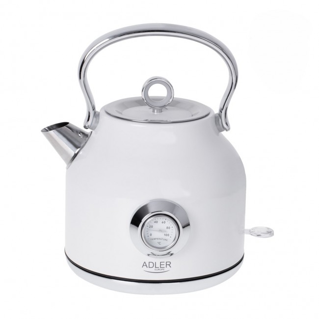 Adler | Kettle with a Thermomete | AD 1346w | Electric | 2200 W | 1.7 L | Stainless steel | 360 rotational base | White