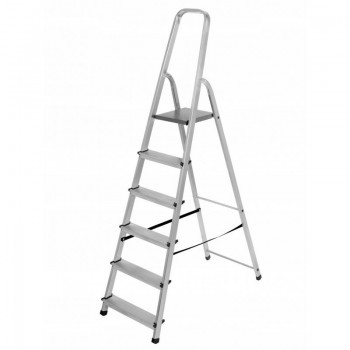 Aluminum ladder freestanding 6 steps 125kg