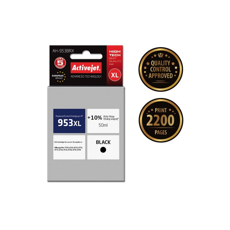 Activejet AH-953BRX ink for HP printer HP 953XL L0S70AE replacement Premium 50 ml black Activejet AH-953BRX ink for HP printer HP 953XL L0S70AE replacement Premium 50 ml black