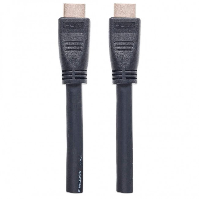 Manhattan HDMI Cable with Ethernet (CL3 rated, suitable for In-Wall use), 4K@60Hz (Premium High Speed), 10m, Male to Male, Black, Ultra HD 4k x 2k, In-Wall rated, Fully Shielded, Gold Plated Contacts, Lifetime Warranty, Polybag