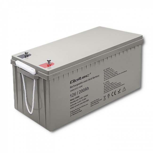 Qoltec 53069 AGM battery | 12V | 200Ah | max. 3000A Qoltec 53069 AGM battery | 12V | 200Ah | max. 3000A