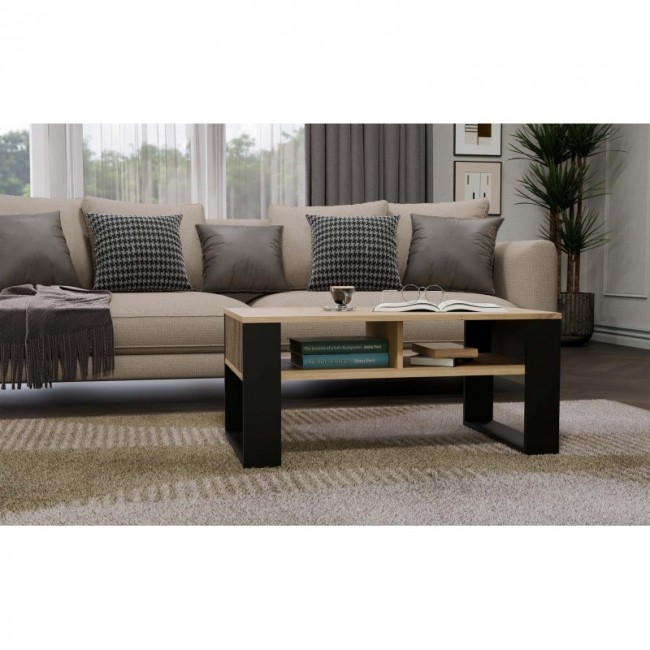 MODERN 2P SLIM ARTISAN COFFEE TABLE WITH BLACK LEGS MODERN 2P SLIM ARTISAN COFFEE TABLE WITH BLACK LEGS