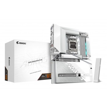 GIGABYTE X870 AORUS STEALTH ICE Motherboard - Supports AMD Ryzen 9000 CPUs, 16+2+2 Phases Digital VRM, up to 8200Hz DDR5 (OC), 2xPCIe 5.0 + 2xPCIe 4.0, Wi-Fi 7, 5 GbE LAN, USB 4