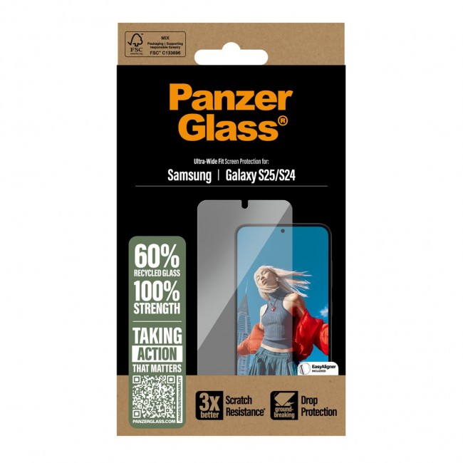 PanzerGlass Screen Protector Samsung Galaxy S25 | S24 | Ultra-Wide Fit Clear screen protector 1 pc(s)