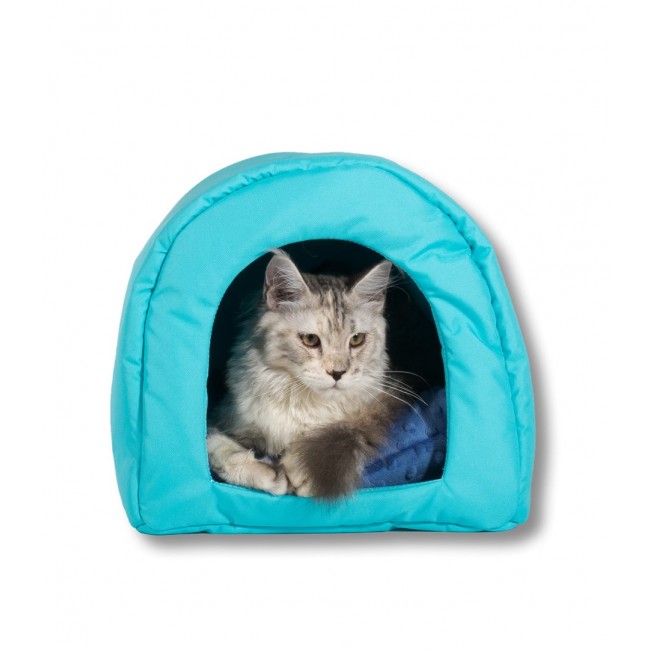 GO GIFT Dog and cat cave bed - blue - 40 x 33 x 29 cm