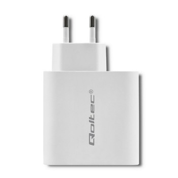 Qoltec 51715 Charger| 63W | 5-20V | 1.5-3A | USB type C PD | USB QC 3.0 | White