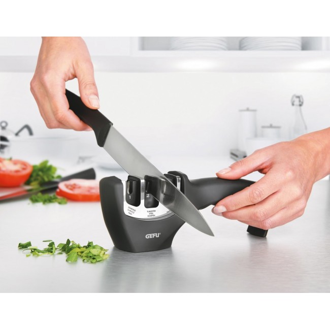 GEFU COLT Pull through knife sharpener Black, Stainless steel GEFU COLT Pull through knife sharpener Black, Stainless steel
