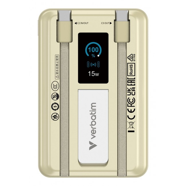 Verbatim Charge'n'Go 2C & Display Power Bank 10000 mAh Gold