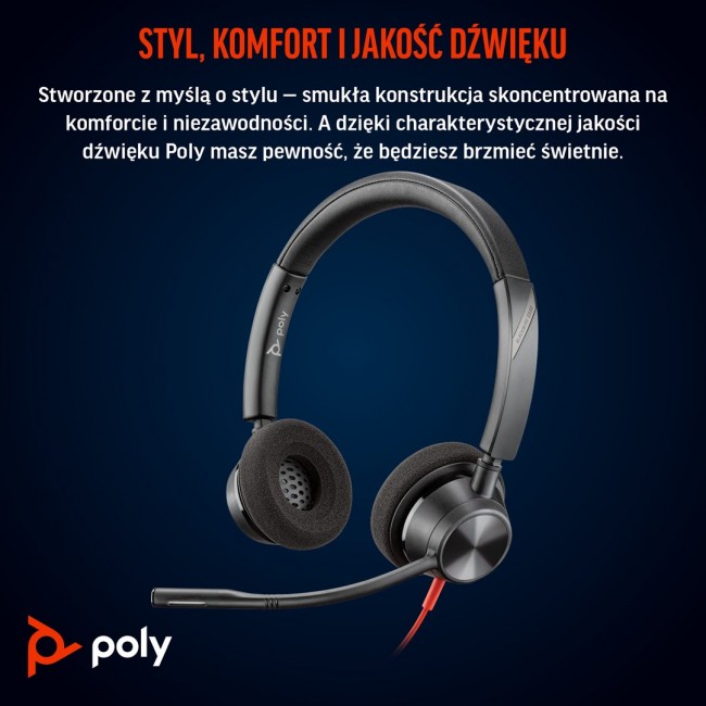 POLY Blackwire 3320 Stereo Microsoft Teams Certified USB-C Headset +USB-C/A Adapter POLY Blackwire 3320 Stereo Microsoft Teams Certified USB-C Headset +USB-C/A Adapter