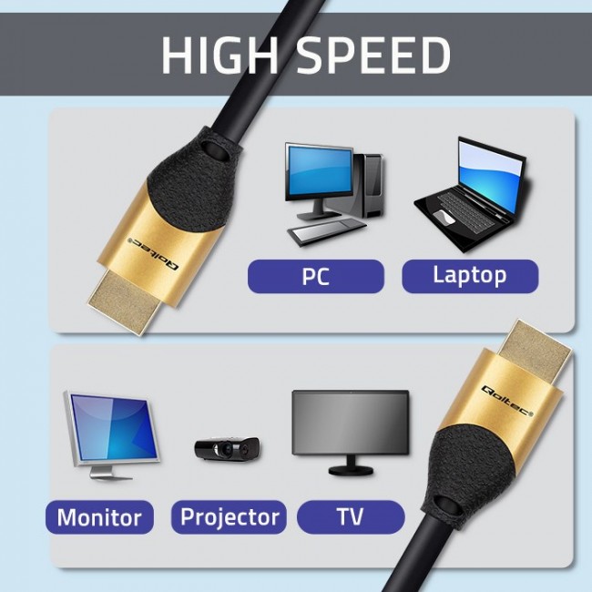 Qoltec 50355 HDMI v2.1 Cable Ultra high speed 8K | 60Hz | 28AWG | GOLD | 2m