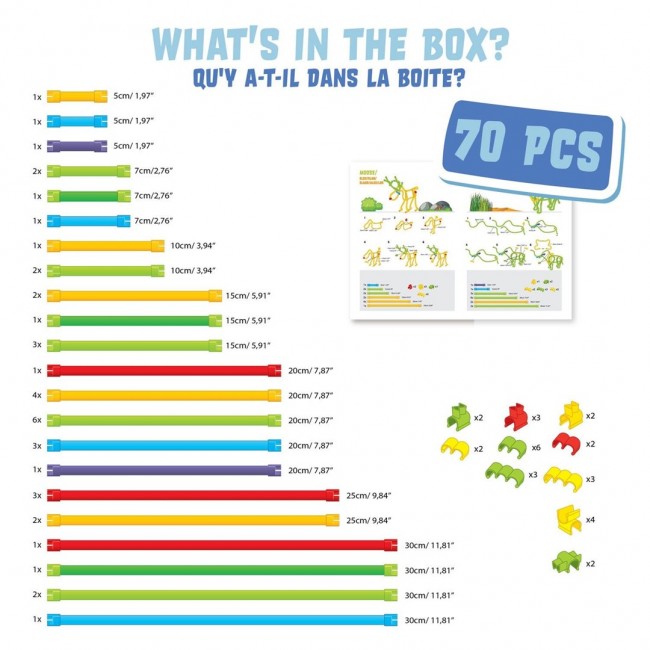 FLEXIBLE BUILDING STICKS CLICS SPAGHETTEEZ 101001 - 70 ELEMENTS