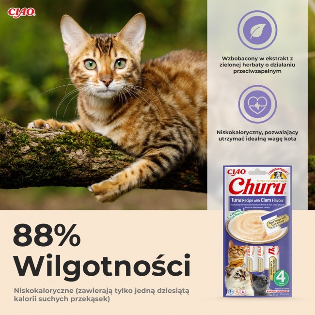 INABA Churu Tuna with clam flavour - cat treats - 4x14 g INABA Churu Tuna with clam flavour - cat treats - 4x14 g
