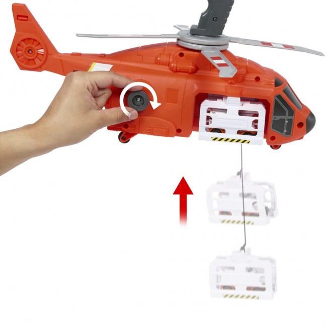 Matchbox Action Drivers Rescue Helicopter,16-In Large-Scale Helicopter with 1:64 Scale Die-Cast Toy Ambulance