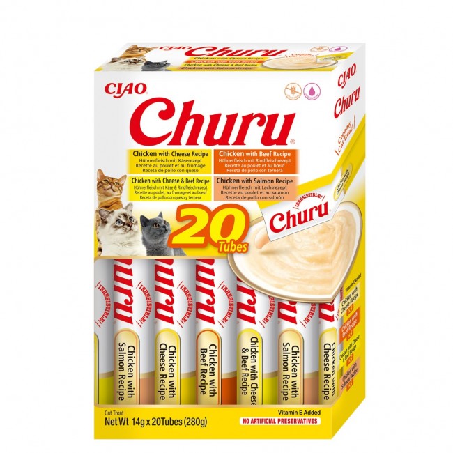 INABA Churu Variety box Chicken and beef - cat treats - 20 x 14g INABA Churu Variety box Chicken and beef - cat treats - 20 x 14g