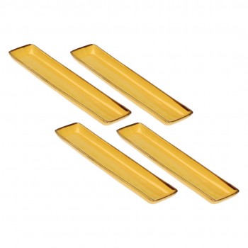 Set of 4 Concerto Ocra Rectangular Trays - Yellow, 32 x 8 cm