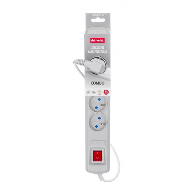 Activejet grey power strip with cord ACJ COMBO 5G/3M/BEZP. AUT/S