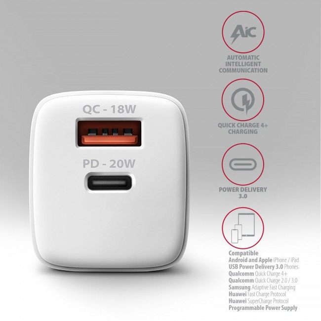 Axagon ACU-PQ20W mobile device charger Universal White AC Fast charging Indoor Axagon ACU-PQ20W mobile device charger Universal White AC Fast charging Indoor