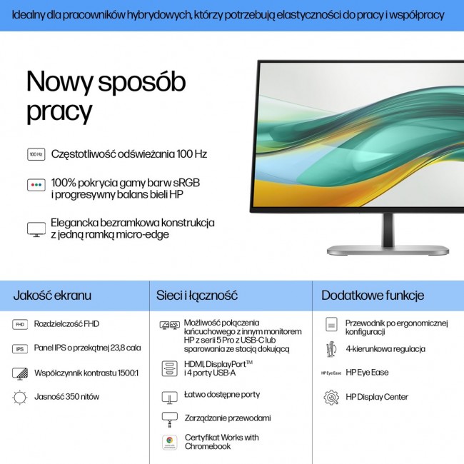 HP Series 5 Pro 23.8 inch FHD Monitor - 524pf HP Series 5 Pro 23.8 inch FHD Monitor - 524pf