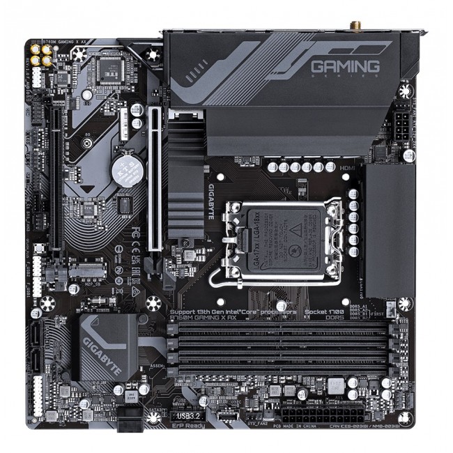 GIGABYTE B760M Gaming X AX Motherboard - Supports Intel Core 14th Gen CPUs, 8+1+1 Phases VRM, up to 7600MHz DDR5, 2xPCIe 4.0 M.2, Wi-Fi 6E, 2.5GbE LAN, USB 3.2 Gen 2 GIGABYTE B760M Gaming X AX Motherboard - Supports Intel Core 14th Gen CPUs, 8+1+1 Phases VRM, up to 7600MHz DDR5, 2xPCIe 4.0 M.2, Wi-Fi 6E, 2.5GbE LAN, USB 3.2 Gen 2