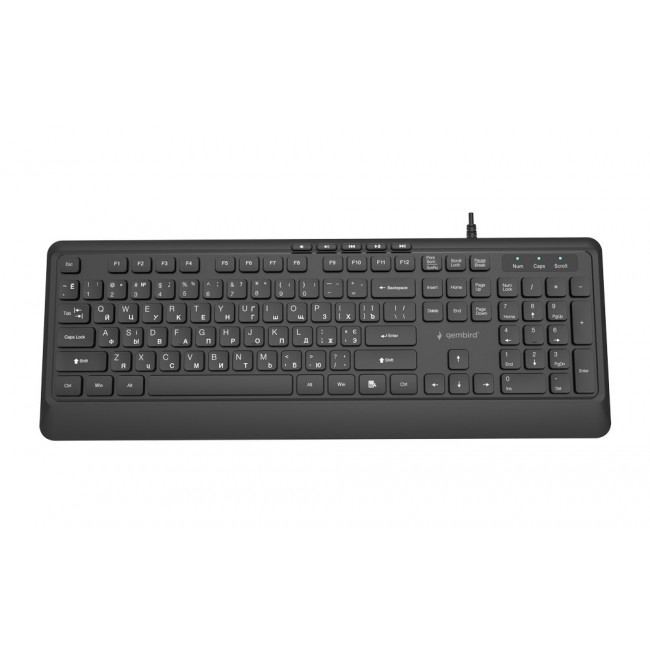 Gembird KB-MCH-05-CYRL Slim wired multimedia keyboard, black, RU layout