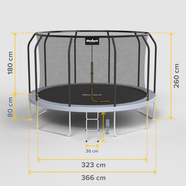 REBEL ACTIVE TRAMPOLINE PRO 12FT/366CM REBEL ACTIVE TRAMPOLINE PRO 12FT/366CM