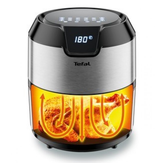 Tefal Easy Fry EY401D Single 4.2 L Stand-alone 1500 W Hot air fryer Black, Stainless steel