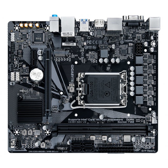 GIGABYTE H610M S2H V2 Motherboard - Supports Intel Core 14th CPUs, 4+1+1 Hybrid Phases Digital VRM, up to 5600MHz DDR5, 1xPCIe 3.0 M.2, GbE LAN, USB 3.2 Gen 1