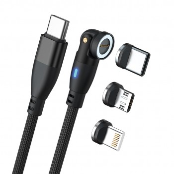 RealPower Magnetic cable 100 Watt,1m,black mit Adaptern