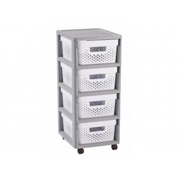 Curver Chariot roulettes Infinity - 4 tiroirs DE 10 l - roulettes - Table d'appoint - Blanc