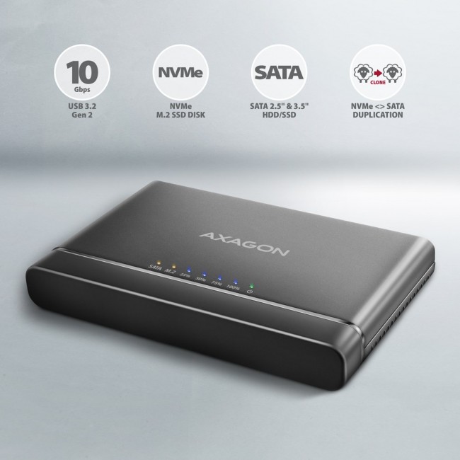 Axagon ADSA-CC USB-C 10Gbps - NVMe M.2 SSD & SATA 2.5/3.5 SSD/HDD CLONE MASTER 2 - Digital/Daten - NVMe USB 3.2 Gen 2 (3.1 Gen 2) Type-C Black Axagon ADSA-CC USB-C 10Gbps - NVMe M.2 SSD & SATA 2.5/3.5 SSD/HDD CLONE MASTER 2 - Digital/Daten - NVMe USB 3.2 Gen 2 (3.1 Gen 2) Type-C Black