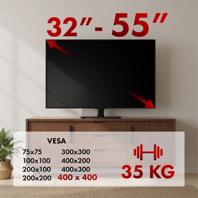 Maclean universal TV stand, for RTV cabinet, stand, max. 35 kg, 20 degree rotation, for 32-55