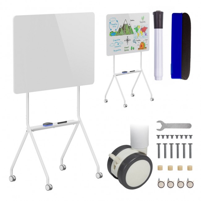 Ergo Office mobile dry erase board, horizontal orientation, white, single sided, with shelf, board dimensions 1190x790mm, ER-306