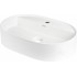 Granite countertop washbasin with a faucet island - oval