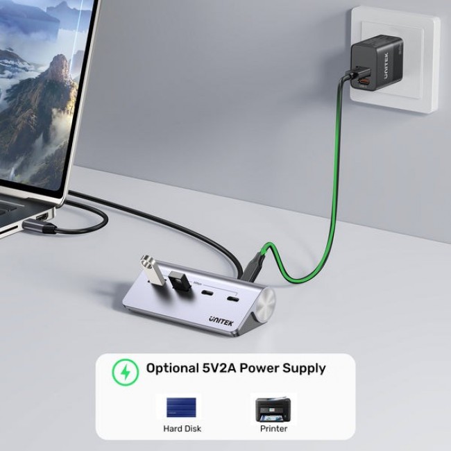 UNITEK H1337AGY01 interface hub USB 3.2 Gen 1 (3.1 Gen 1) Type-C 5000 Mbit/s Grey