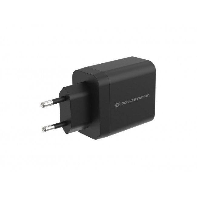 Conceptronic ALTHEA20B45 2-Port 45W GaN USB PD Charger, USB-C x 1, USB-A x 1, QC 3.0, PPS, PD 3.0