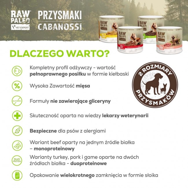 VETEXPERT Raw Paleo Cabanossi Beef Medium Large Mono - dog treat - 100g