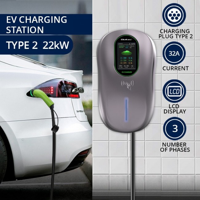 EV Charging Station 2-in-1 Type 2, 22kW, Wi-fi